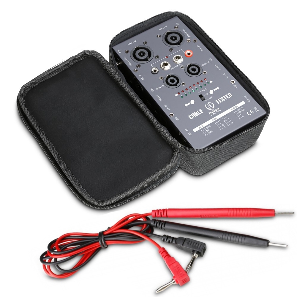 90-798-00895_Kabeltester_Buehne Kabeltester für Audiokabel und Datenkabel Speacon XLR Klinke Cinch Midi DIN USB RJ45 Kabelprüfer