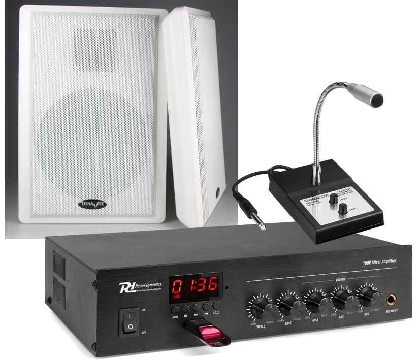 durchsage_praxis_Buero_set12_B2020_06 Durchsagesystem für Praxen und Büros SET-12 mit 2 Wandlautsprechern