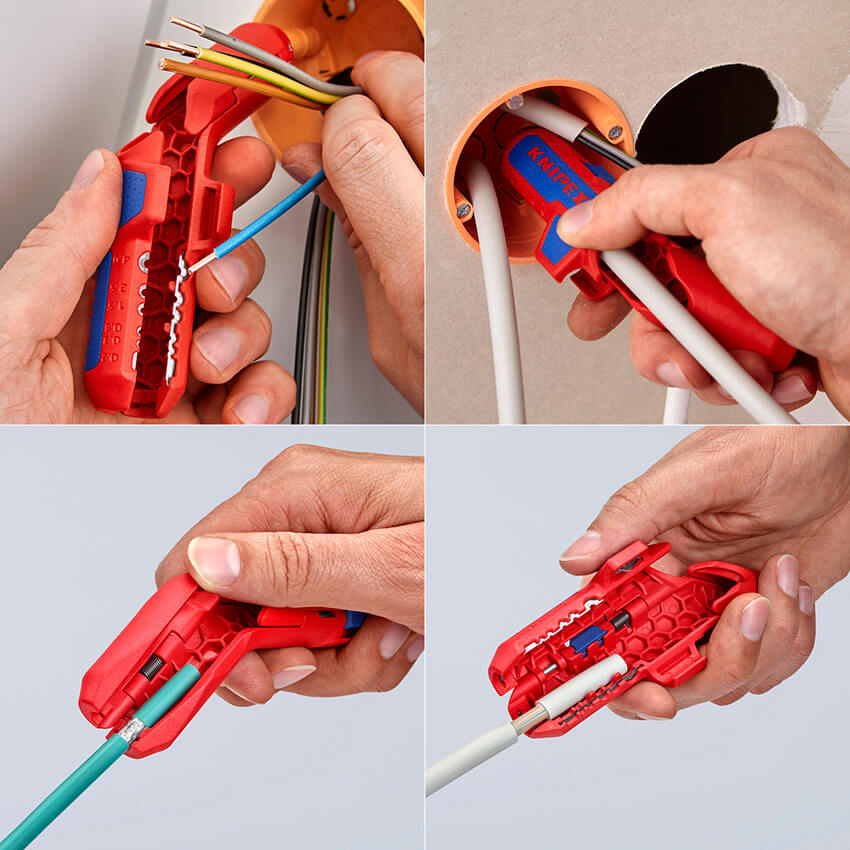 Abisoliermesser Kabelmesser Entmanteler ERGOSTRIP 4-in-1 für NYM für 8-13mm Koaxial- Rund- und Datenkabel