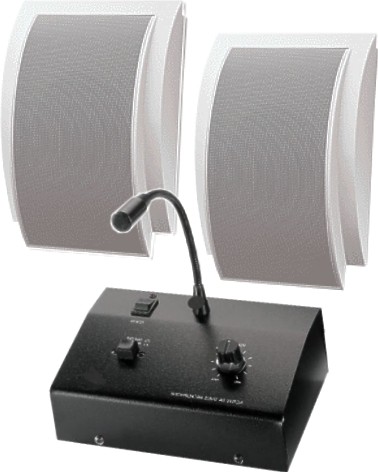 Praxenset-01 Durchsagesystem für Praxen und Büros SET-01 mit 2xDesign-Wandlautsprechern