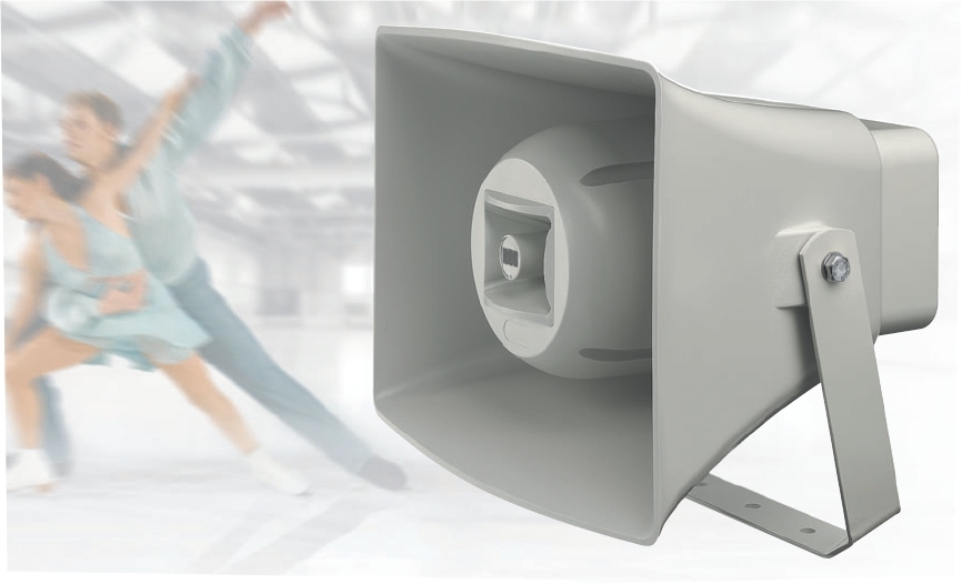 85-756-00102-soundprojektor-301-3 Soundprojektor 301 mit Bügel mit 100V Trafo 50Watt für Durchsagen und als Musikhorn